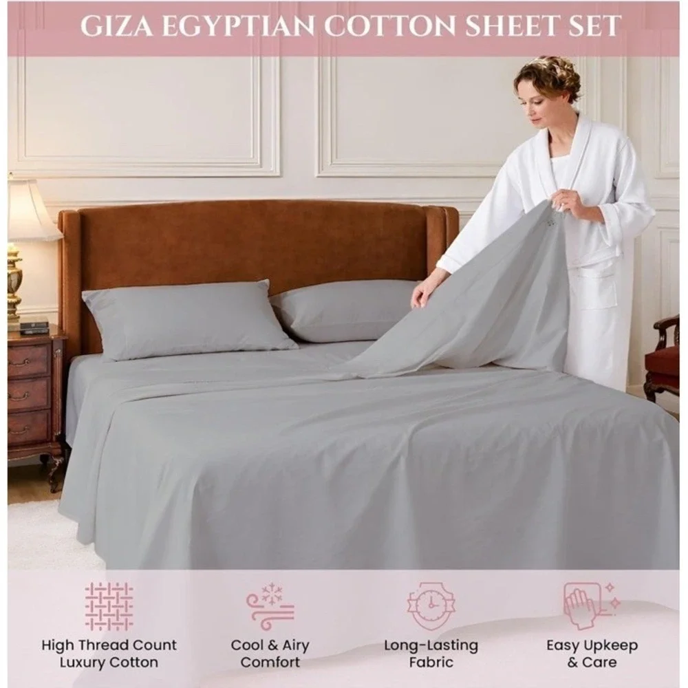 MyGiza Sheets 5 Pcs  Split King Sheet Sets for Adjustable Bed, 100% Giza Cotton